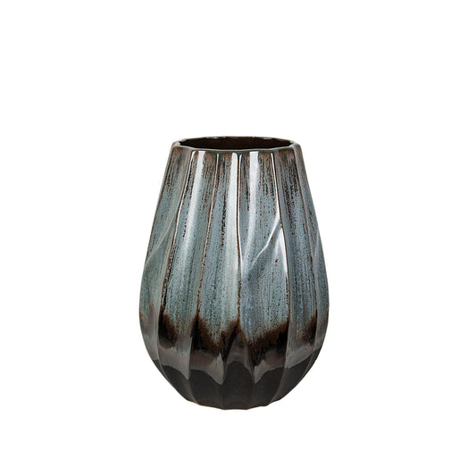 Vase Romimex Blue Black Ceramic-1
