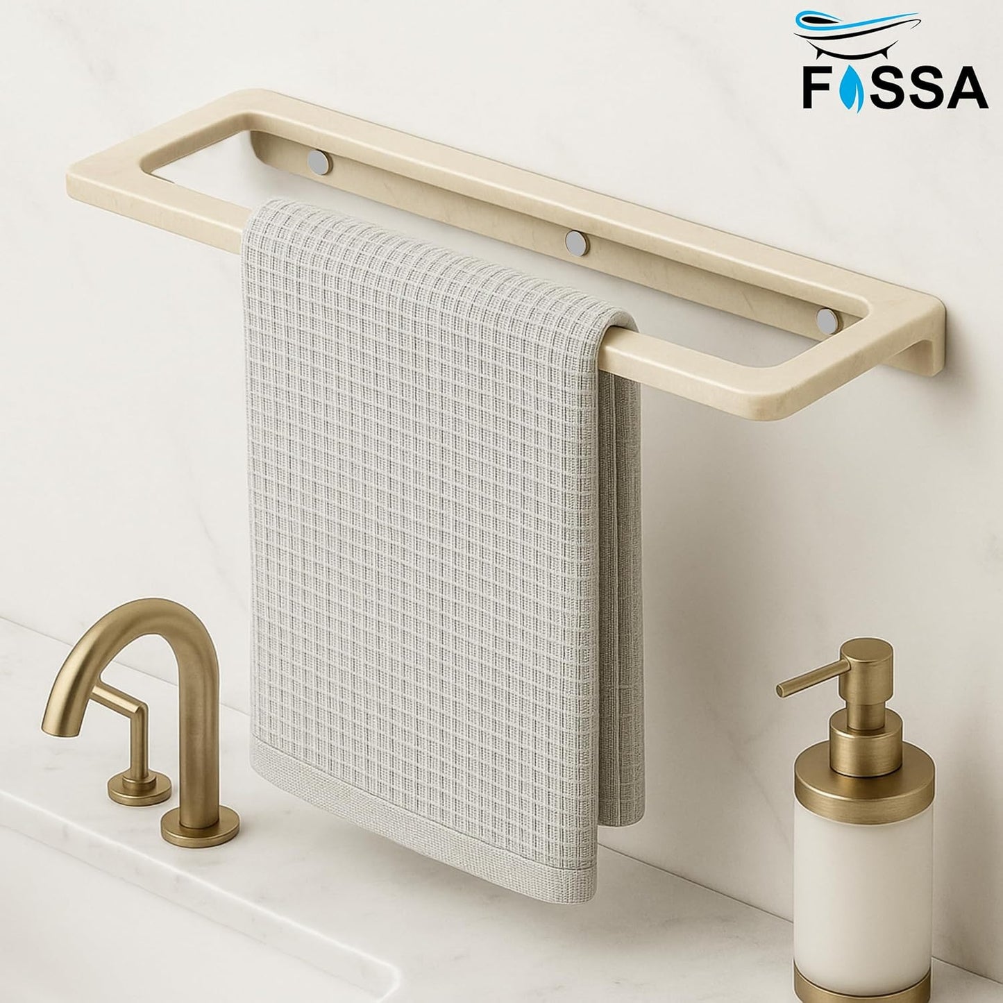 Ceramic Wall Mounted Towel Shelf Ivory Quartz (RM-126)-3