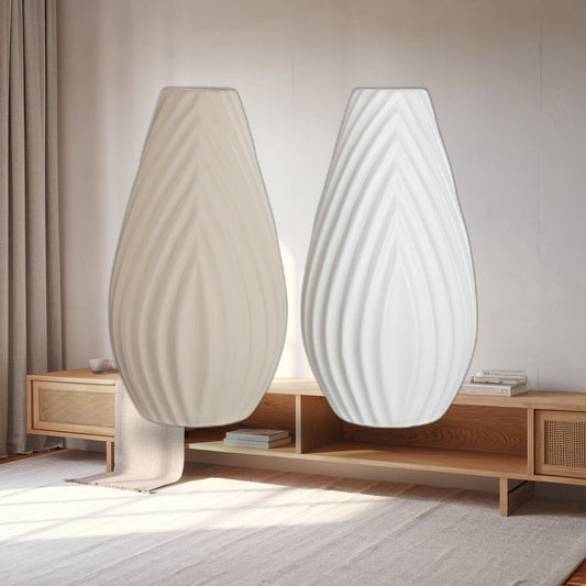 Stoneware Vase White Beige 41cm Traditional Style Set of 2 styled in a Scandinavian interior (AI lifestyle visual)