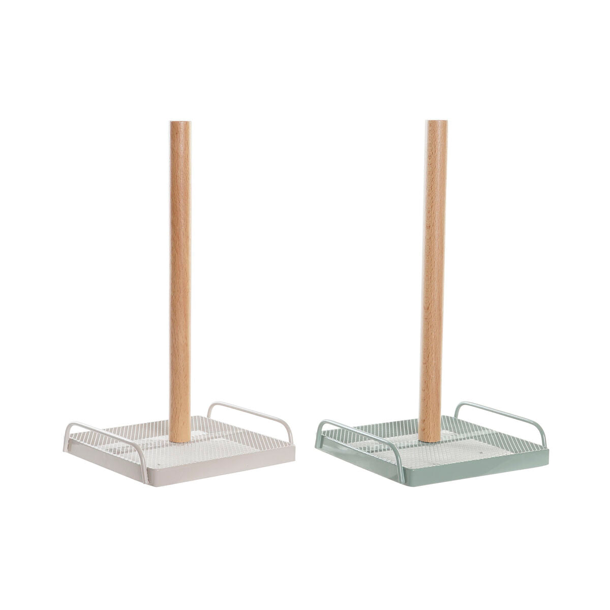 Kitchen Paper holder DKD Home Decor Beige Metal Mint Pinewood (16 x 15 x 29,5 cm) (2 Units)-0