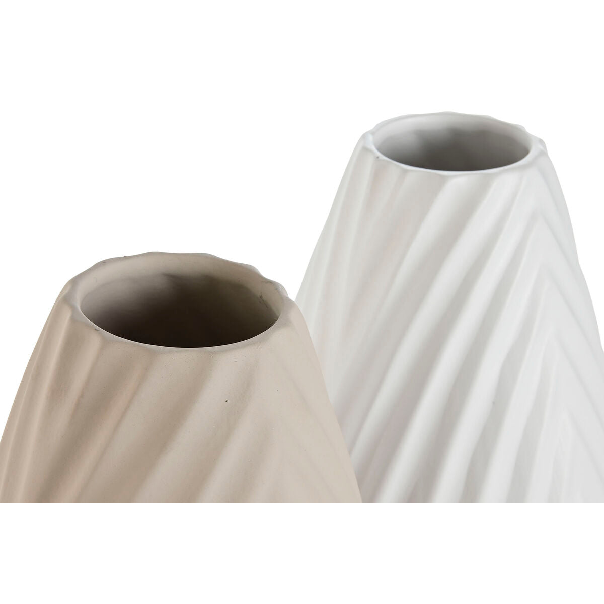 Vase Home ESPRIT White Beige Stoneware Traditional style 24 x 24 x 41 cm (2 Units)-2