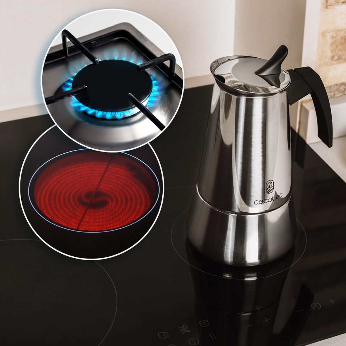 Cecotec Italian Coffee Maker Piccolina 900 Stainless Steel 10 Cups Drip-Free Ergonomic-2