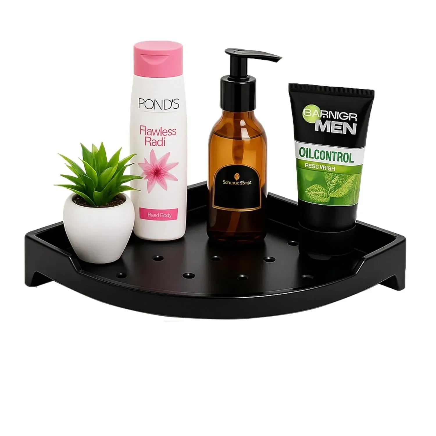 Black Corner Wall Shelf 9 inch Unbreakable Abs Ceramic Finish (RB-133)-0