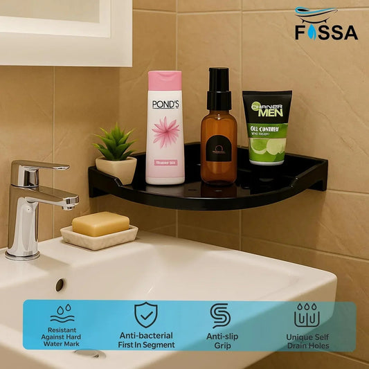 Black Corner Wall Shelf 9 inch Unbreakable Abs Ceramic Finish (RB-133)-1