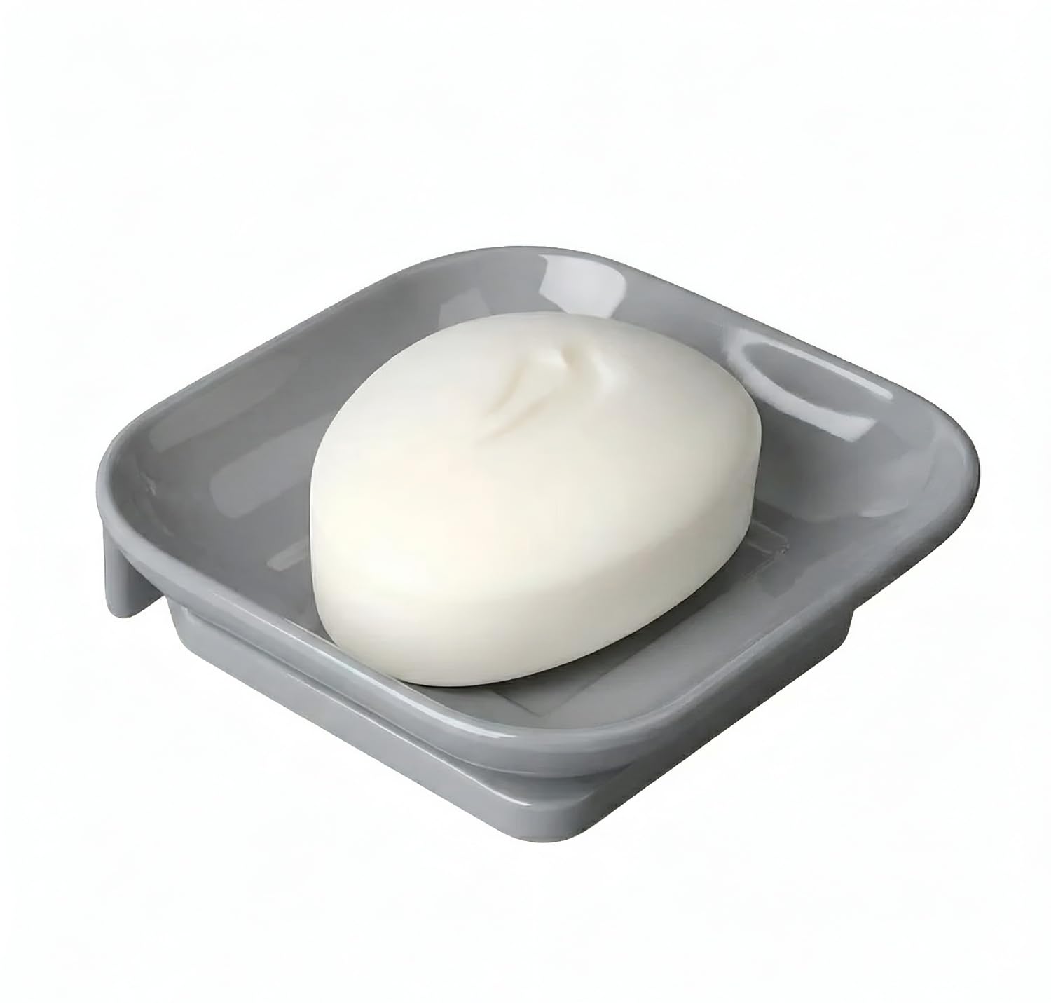Ceramic Grey Unbreakable Soap Dish  Square Glossy Finish (RG-111)-0