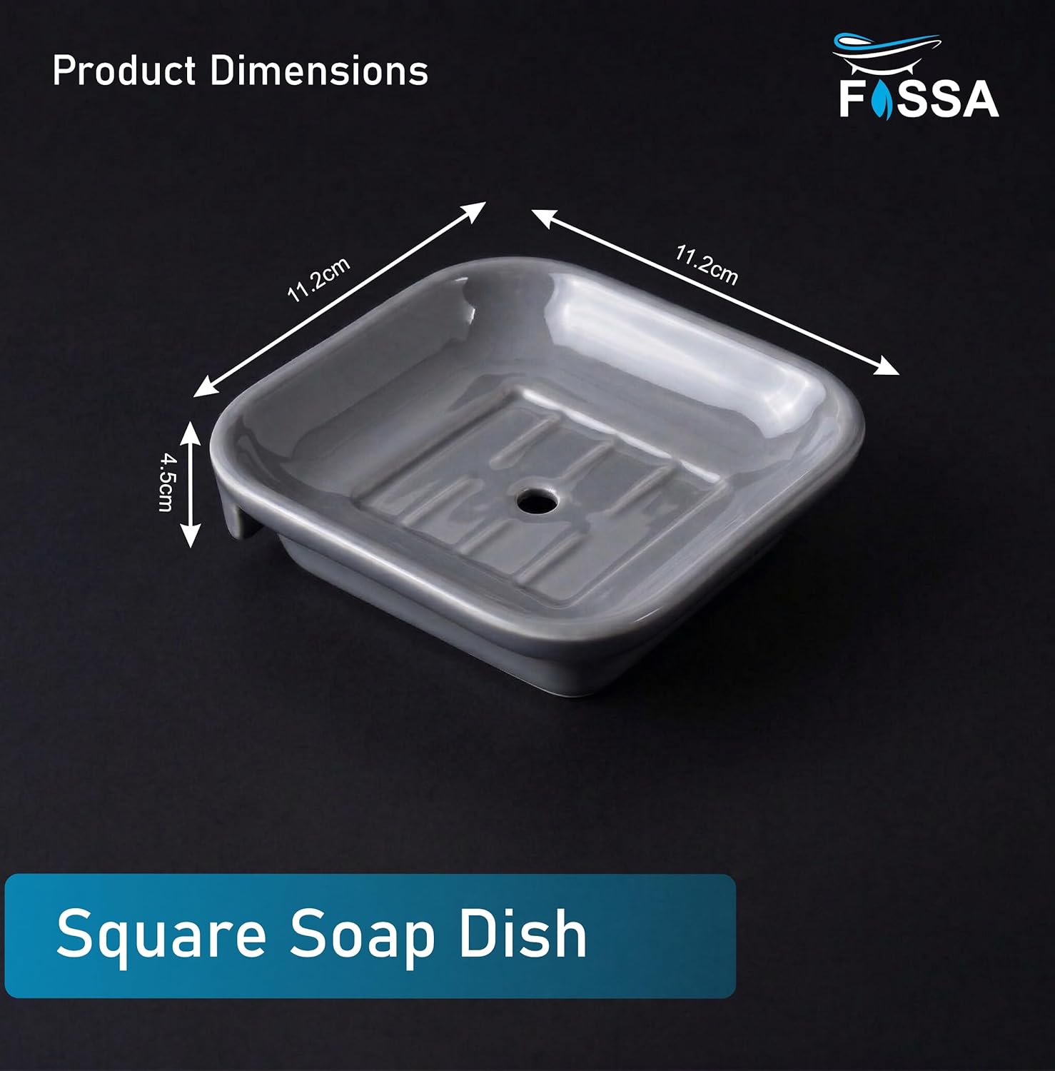 Ceramic Grey Unbreakable Soap Dish  Square Glossy Finish (RG-111)-1