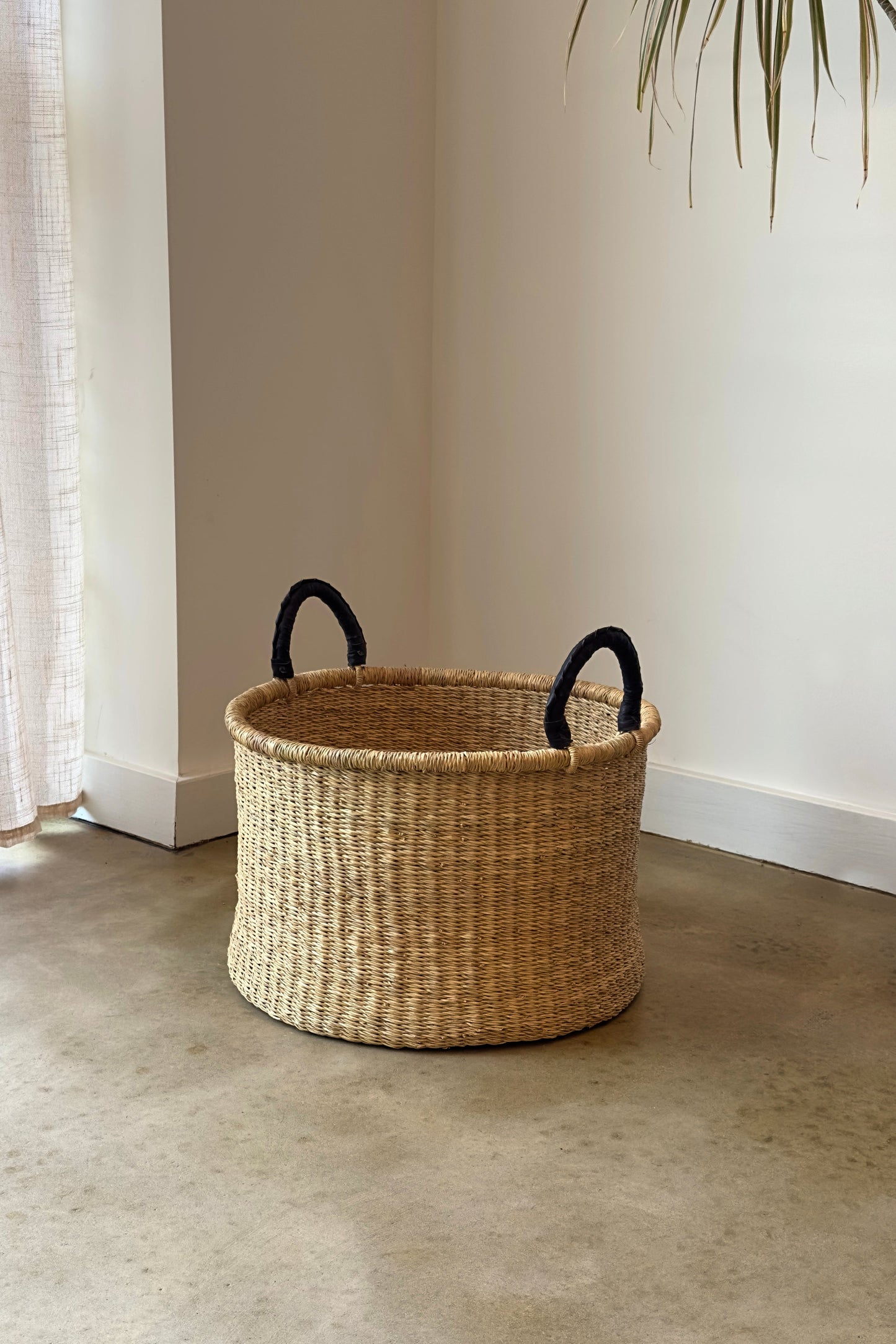 Woven Laundry Basket Elephant Grass Low Wide Set of 3