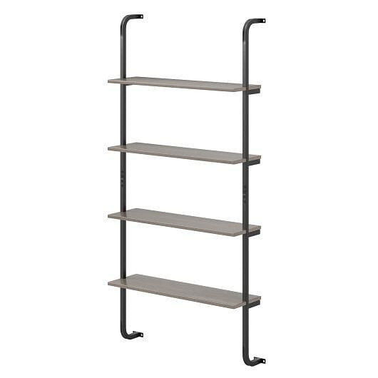 Industrial Pipe Shelving 4-Tier - Wall-Mounted Metal Frame Shelf
