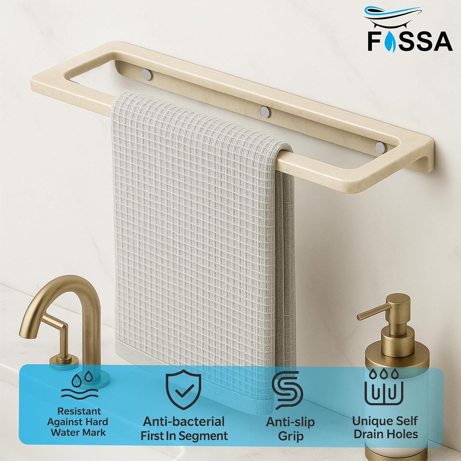 Ceramic Wall Mounted Towel Shelf Ivory Quartz (RM-126)-1