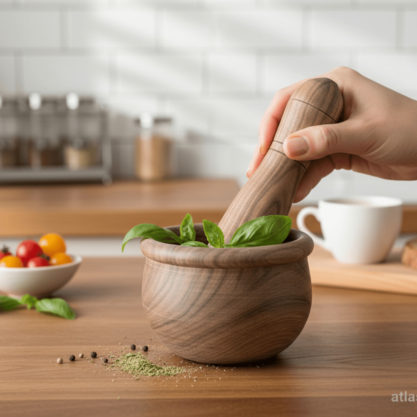 Small Mortar and pestle Walnut-0