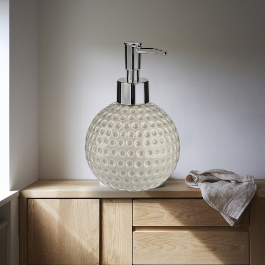 Soap Dispenser Grey Metal Ceramic 300ml - Set of 12 styled in a Scandinavian interior (AI lifestyle visual)